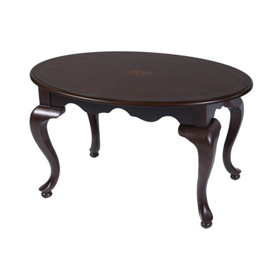Table basse ovale en bois brun brun cerise de 38 po Mareo