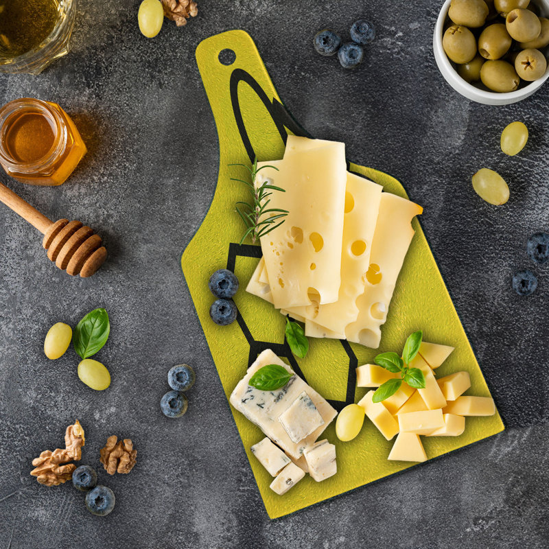 Ambesonne Honeycomb Tempered Glass Cutting Board Hexagons with Bee Simple Yellow and Black