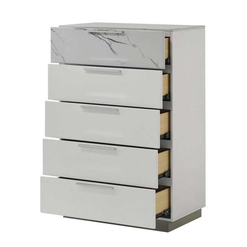 Witham 5-Drawer White Chest