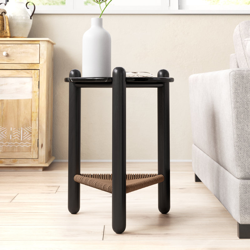 Trish End Table, Black, Black Marble