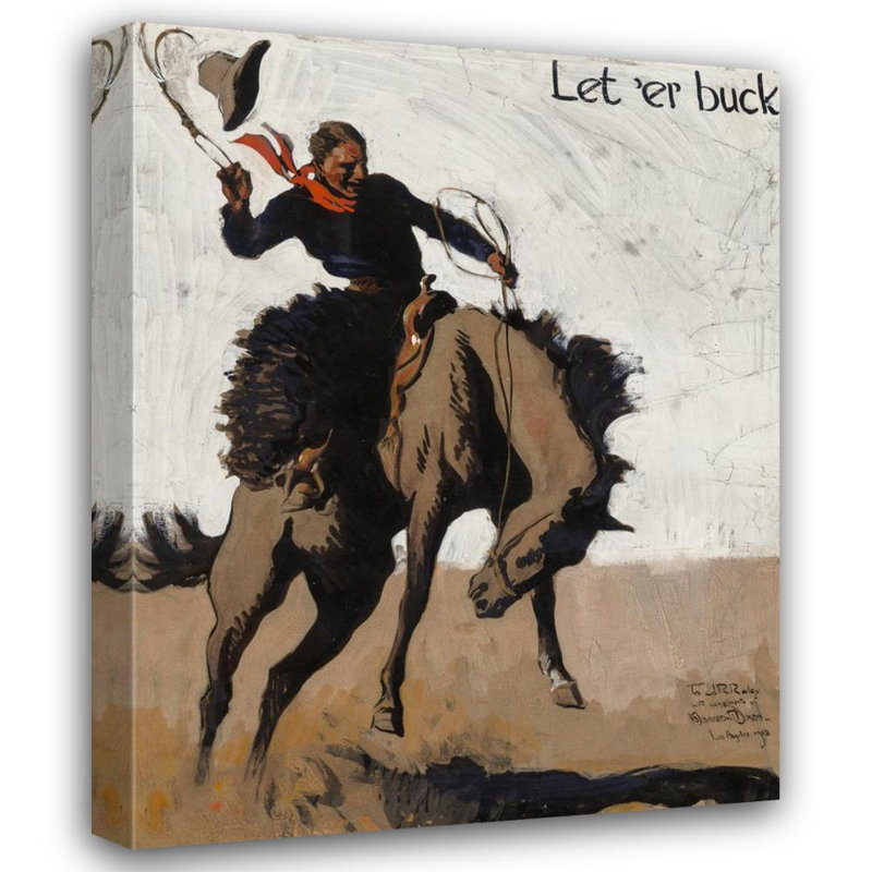 «Let‘ Er Buck! Pendleton Round up »par Maynard Dixon - Art mural sur toile tendue avec châssis, H 48 po x l 33 po