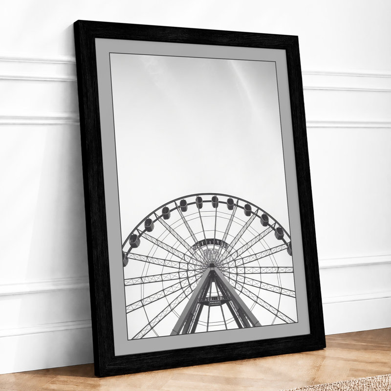 Ferris Wheel Geometry Minimalist 1 Piece Single Picture Frame Wall Art, A4 - 29.7 x 21.0 cm, Black