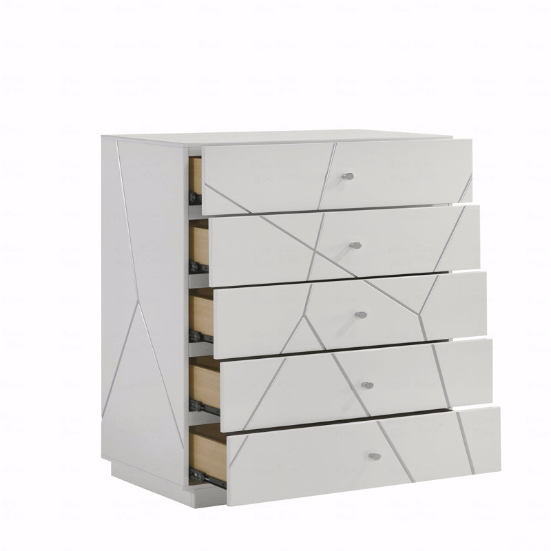 Commode - Finition laquée avec motif géométrique et tiroirs spacieux