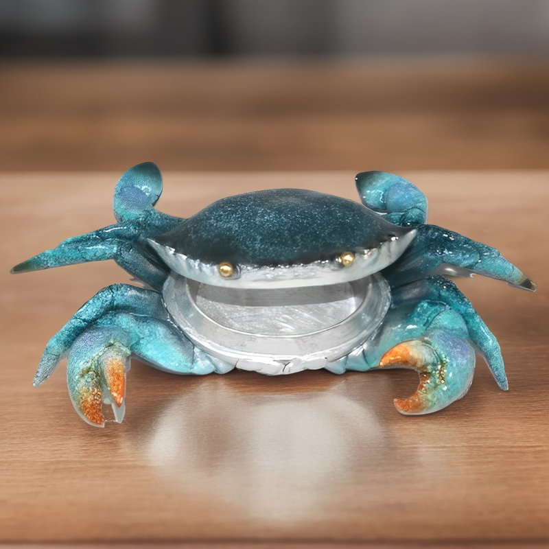 9.75"W Blue Crab Trinket Box