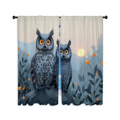 Owls At Dusk Room Darkening Curtain Pair