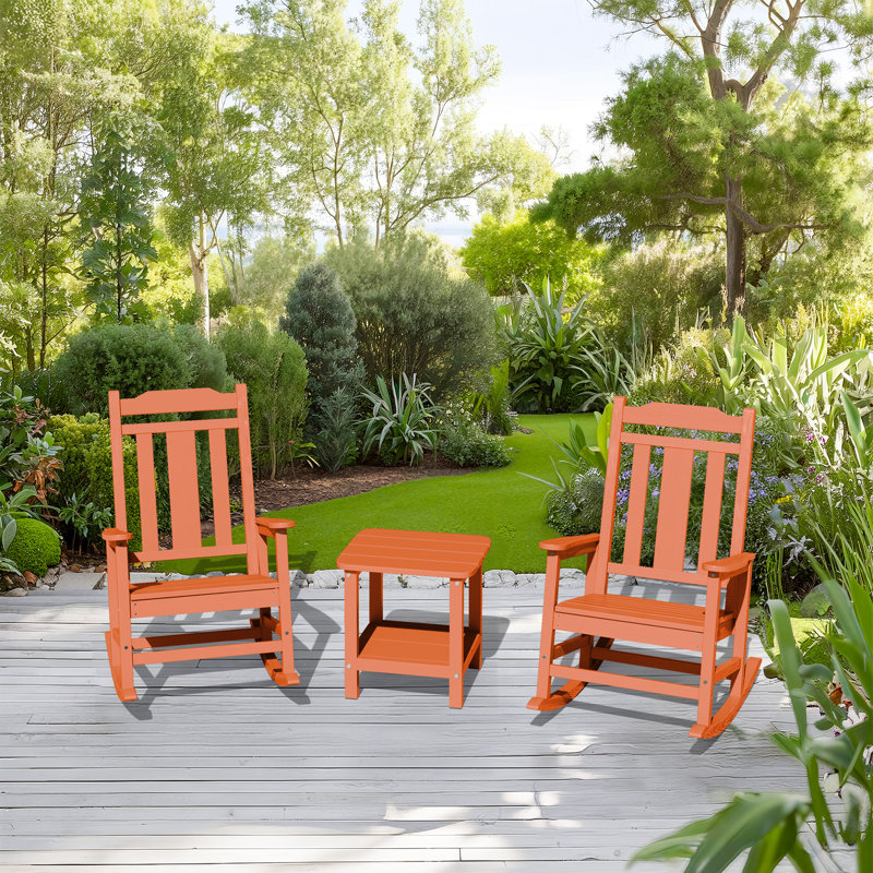 Ensemble de 2 chaises Adirondack à bascule Wolak, Orange