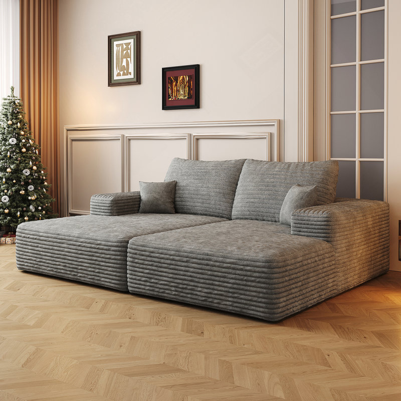 Canapé-lit moderne avec canapé-lit double et tissu moelleux pour diverses pièces, Gris