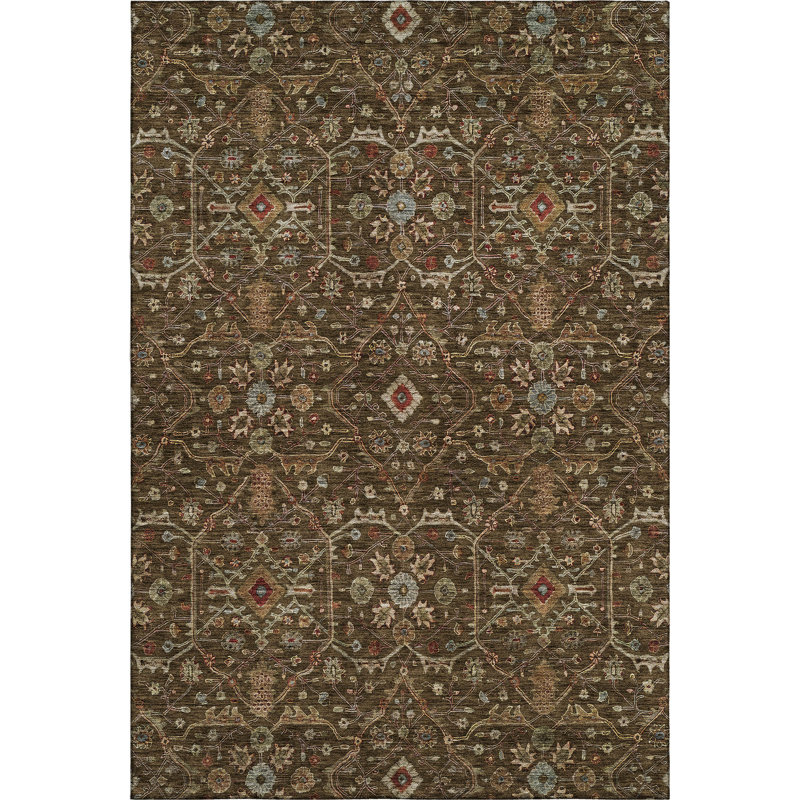 Premium Machine Washable Ducote AMF1130 Global Rug, Rectangle 10 pi x 14 pi