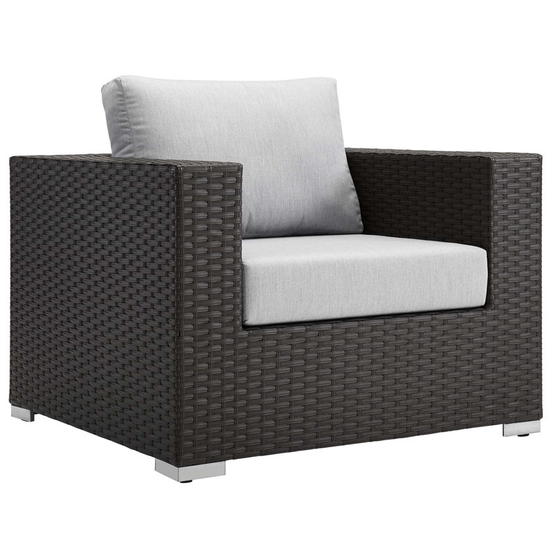 Modway Stopover Outdoor Patio Sunbrella Armchair, Gray Performance Velvet