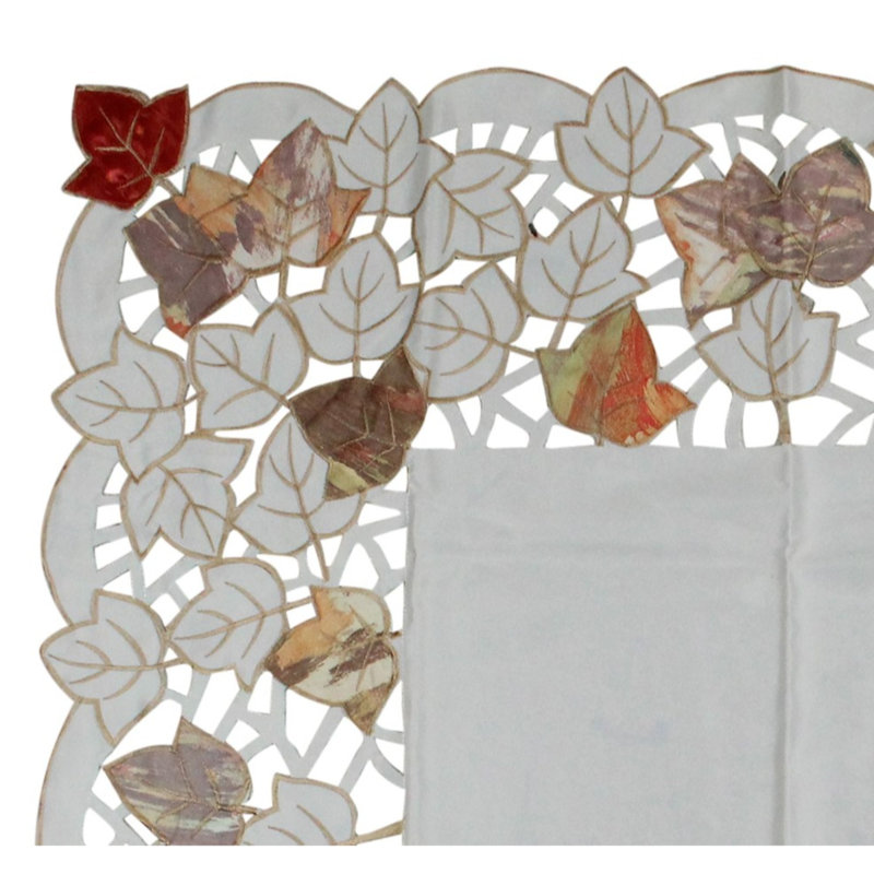 34" Fall Harvest Embroidered Leaf Square Placemat