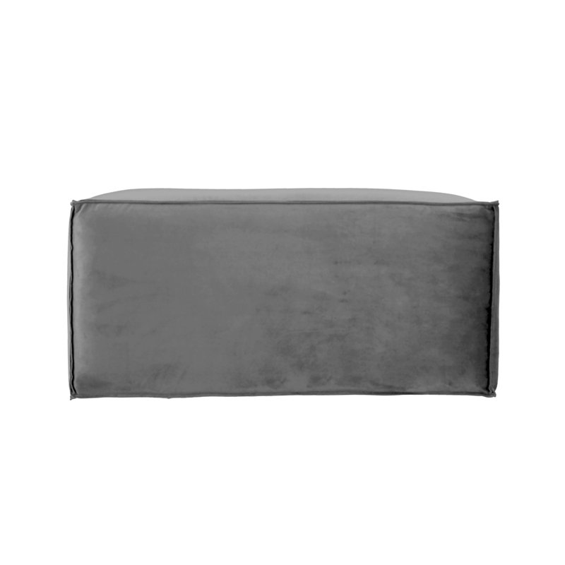 Repose-pieds rectangulaire en microfibre et vinyle rembourré 36 po x 24 po, H 16 po, Fumée