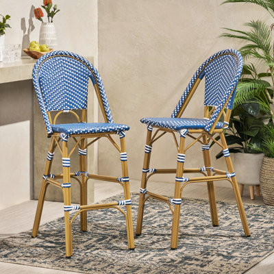 29,5 po extérieur français en 2, bleu sarcelle foncé et blanc. Cadre en aluminium avec détails. Rehaussez l'élégance et le style de votre espace. Pour les loisirs