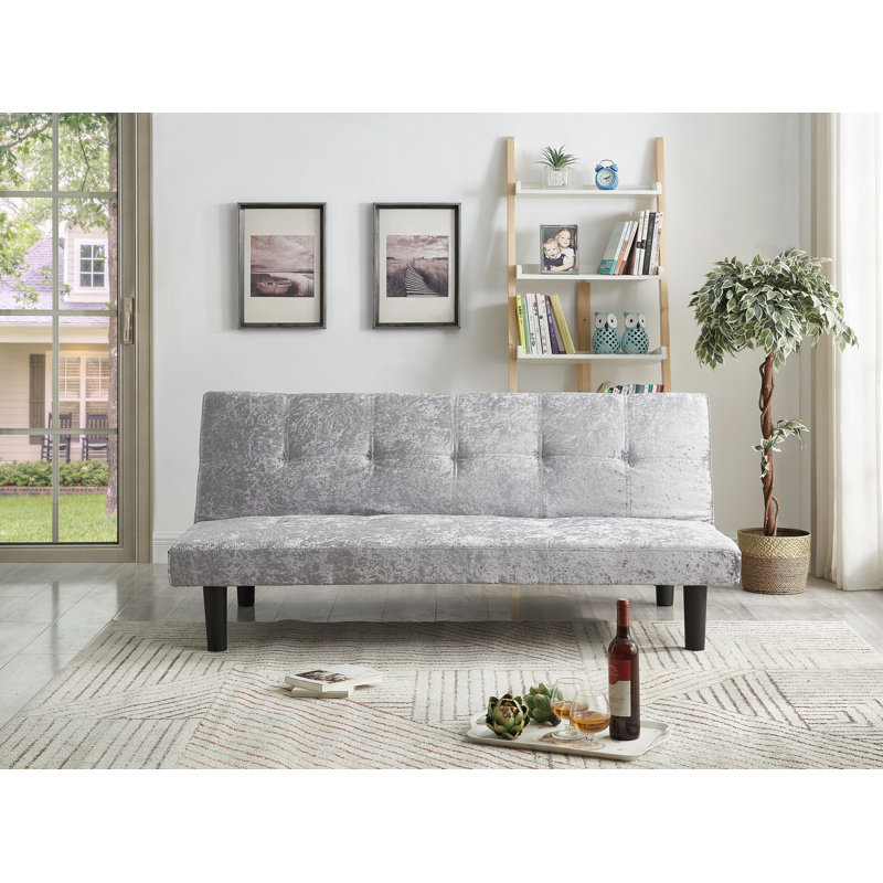 Diamondville 3 Seater Velvet Sofa Bed, Silver