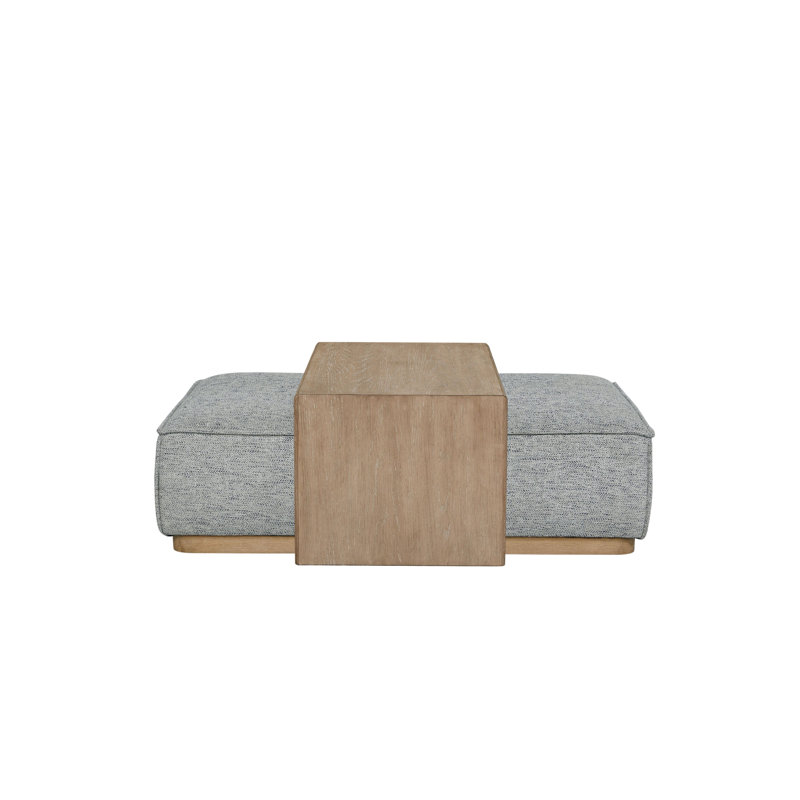 Marielle Upholstered Ottoman with Tray Table, Bleu