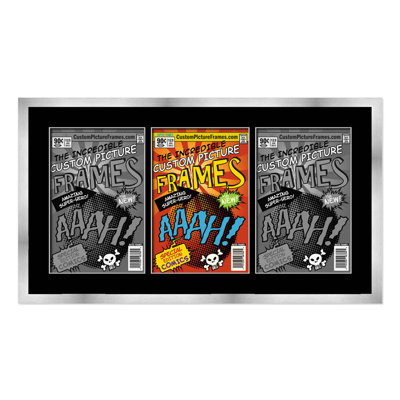 Wood Picture Frame with Mat, 6.875" x 10.5", Silver/Black