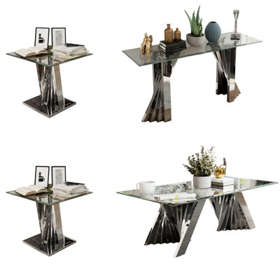 Ensemble de table de salon et de verre 4 pièces