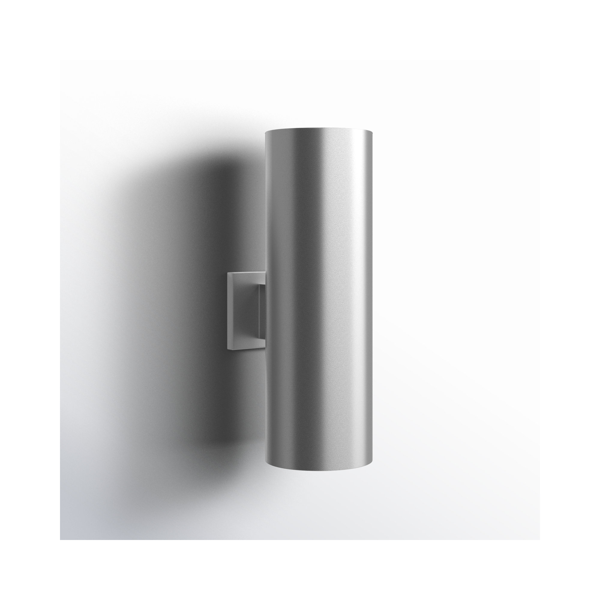 Dylan 2 Light Cylinder Outdoor Aluminum Wall Light, Silver, 18.25" H x 6" W x 6" D, No