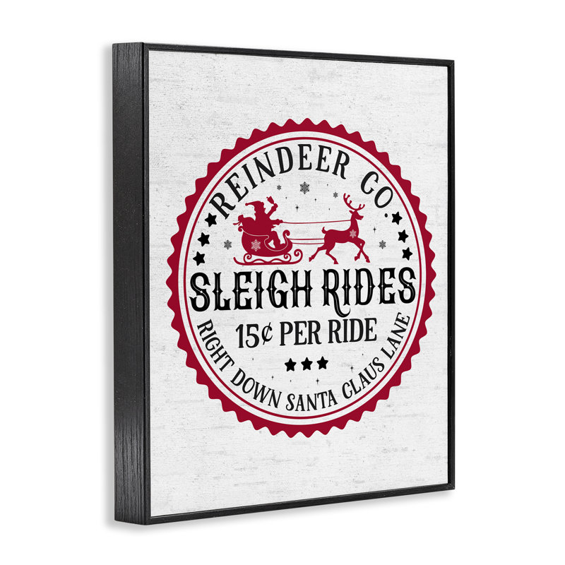 Vintage Sleigh Rides Framed Giclee Art by Lettered and Lined, Midnight Black Framed Giclee, 14" H x 11" W