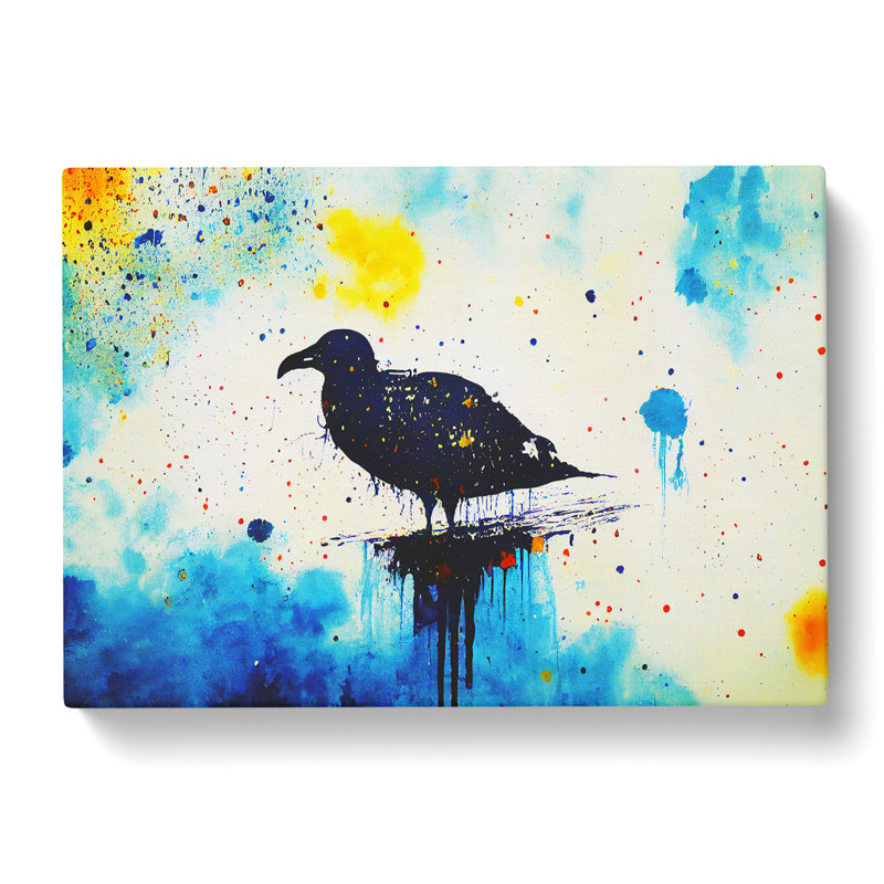 Seagull Paint Splash Abstract - Wrapped Canvas, 40cm H x 60cm W x 3cm D
