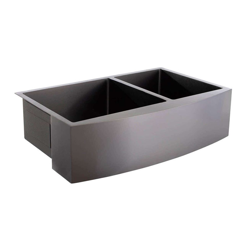 33'' L Double Bowl Stainless Steel Kitchen Sink, Gun Metal