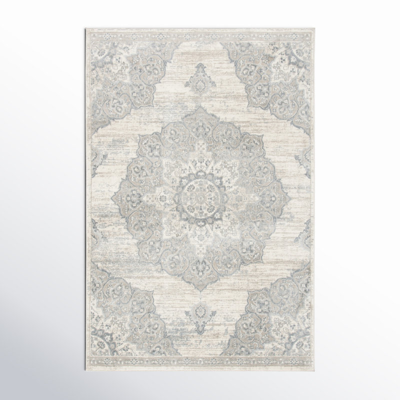 Arvillia Oriental Ivory/Beige Area Rug, Rectangle 9' x 12'