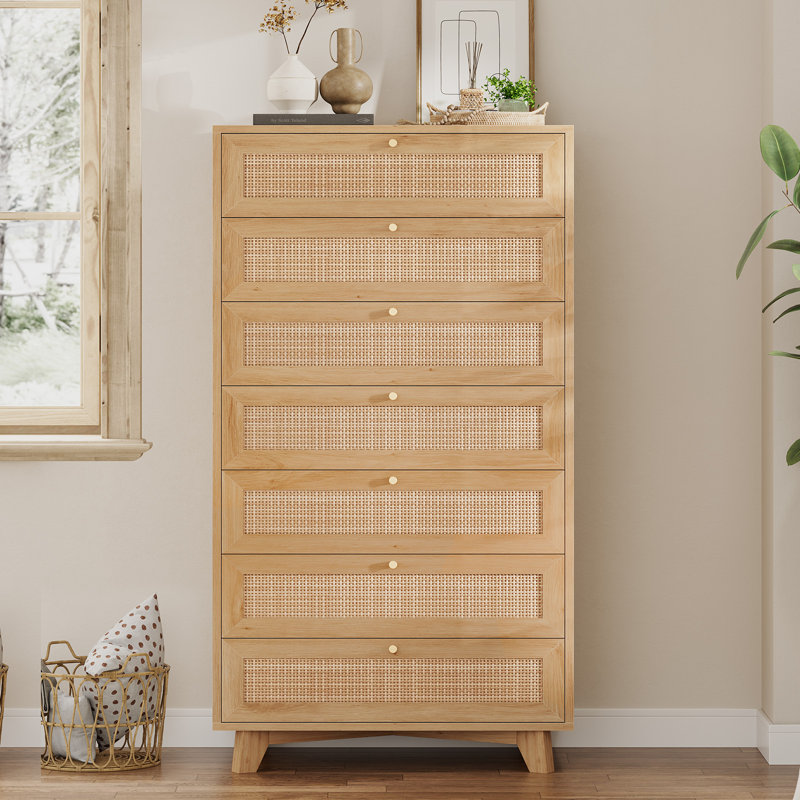 Grande commode 7 tiroirs en rotin 7 tiroirs