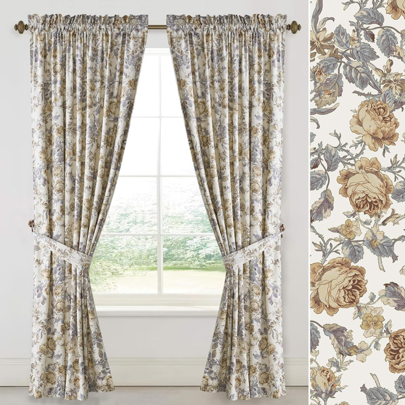 Rideaux beige rétro 84 pouces