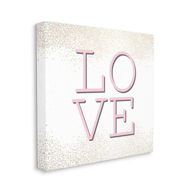 «Pink Love Text Glam Abstract Sparkle» par Kim Allen - impression d'art graphique, Toile tendue, H 24 po x l 24 po x 1,5 po