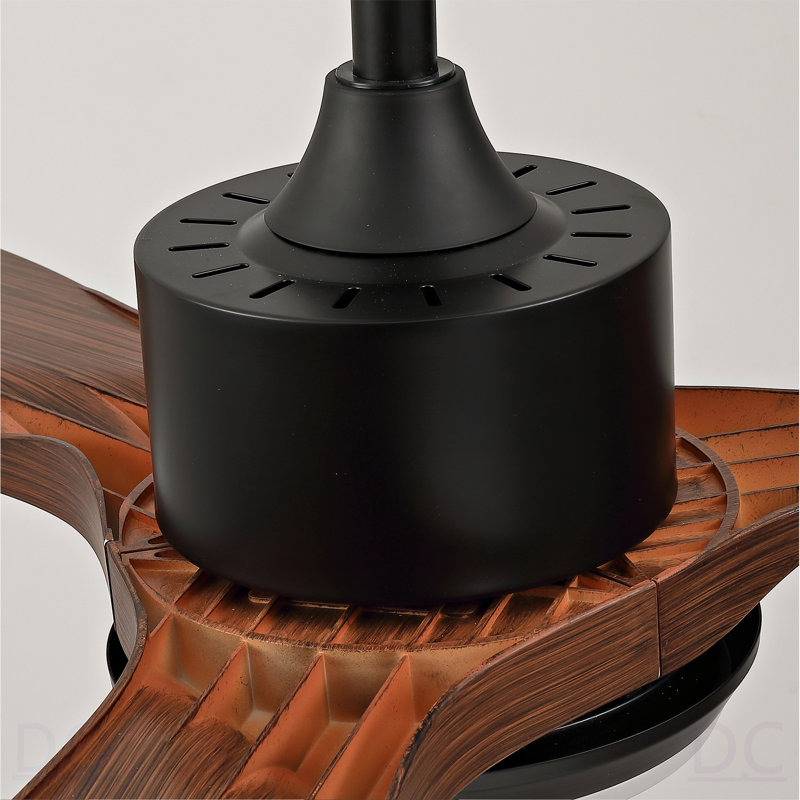 Hot Ventilateur de plafond noir moderne de 52 pouces avec lumière et 3 pales ABS avec moteur à courant continu réversible et télécommande