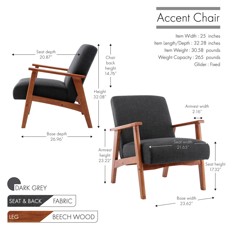 Upholstered Armchair, Dark Grey