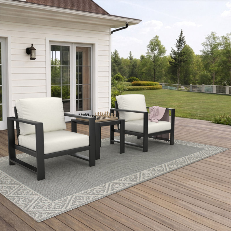 Dulcie 2-Person Seating Set with Sunbrella® Cushions, Canvas White Sunbrella® Canvas