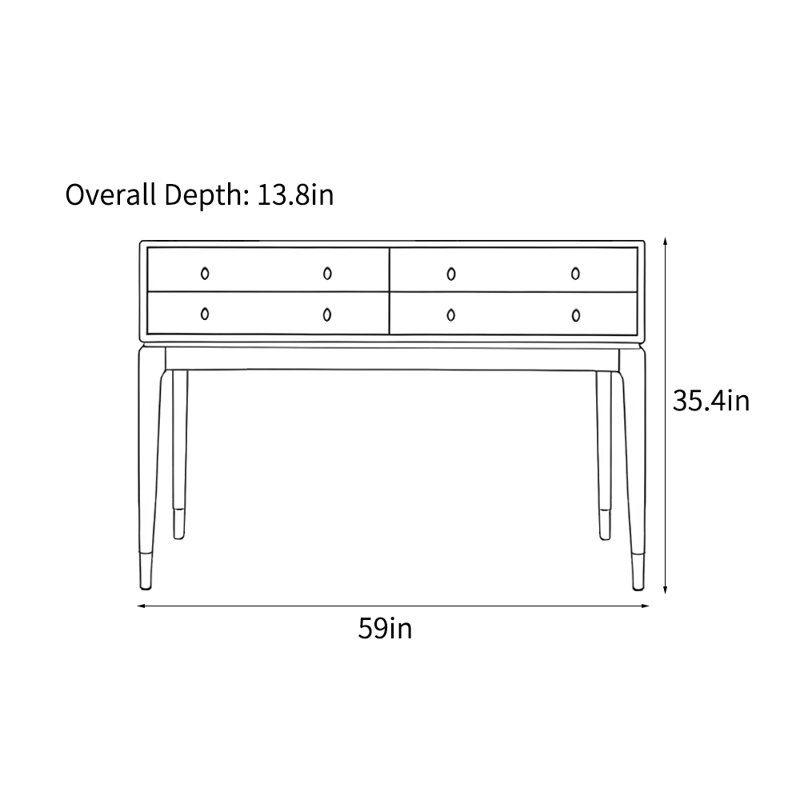 Console américaine de style américain, H 35,4 po x l 59 po x P 13,8 po