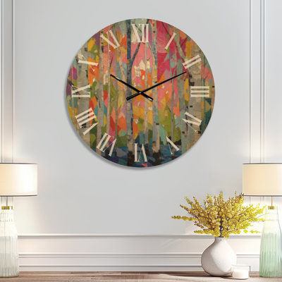 Oversized Nature Wooden Wall Clock – Vibrant Birch Forest