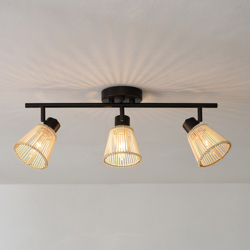 Afreena 3 -Light Fixed Track Track Kit with Dimmable and Adjustable Head, 6.88" H x 22" L x 4.75" D, Black