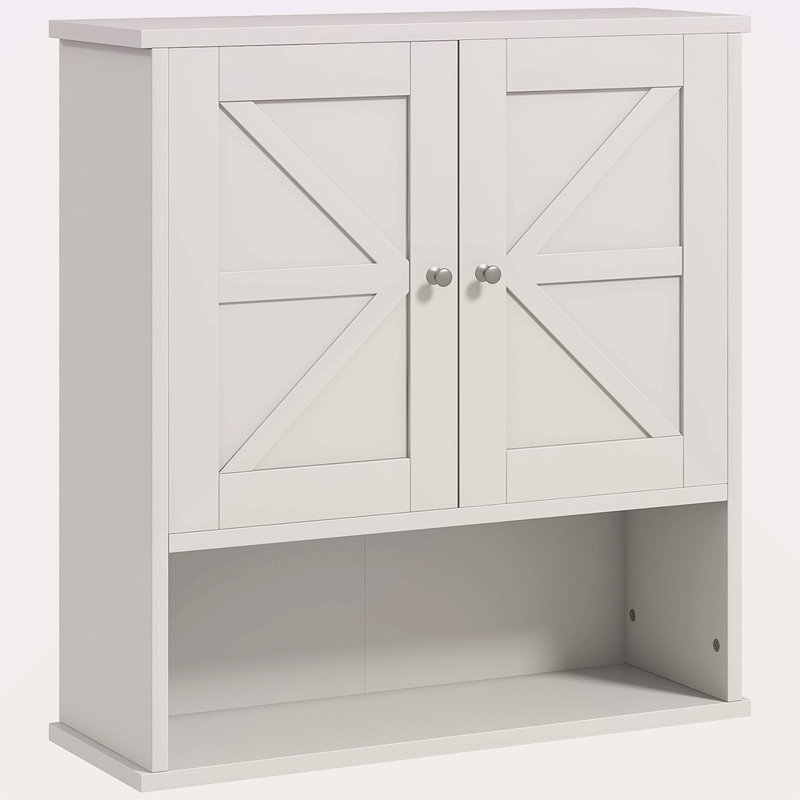 Armoire de salle de bain Farmhouse, armoire à pharmacie murale avec tablette ouverte et tablette réglable, rangement pour salle de lavage