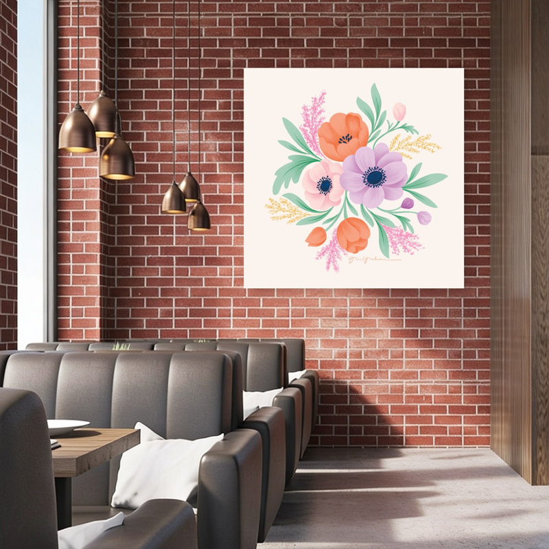 Spring Blooms II Abstract Contemporary Flower Landscape Wall Art Print by Gia Graham - 1 Piece Wrapped Canvas Wall Art