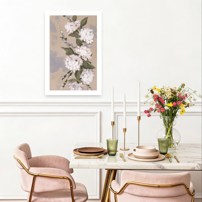 «Painterly White Flowers Abstract Elegant Modern Flower Nature», reproduction d'art murale, H 24 po x l 16 po