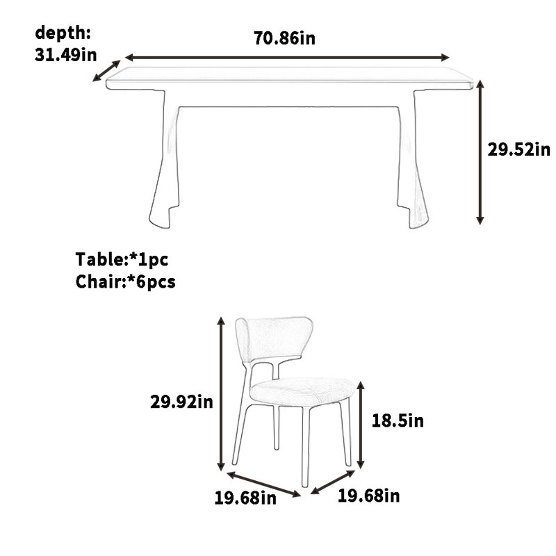 Linkous, H 29,52 po x L 70,86 po x l 31,49 po, Blanc, Noir, noir, noir, noir