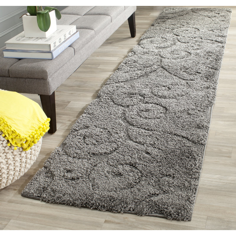 Chaffin Shag Performance Solid Color Rug, Runner 2'3" x 21', Beige/Blue Gray