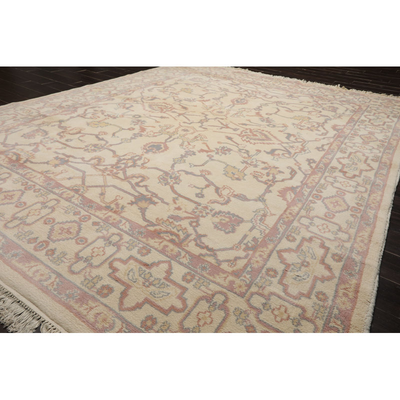 Tapis traditionnel en laine noué à la main ivoire 7 pi 11 po x 10 pi 1 po Nouvelle-Zélande