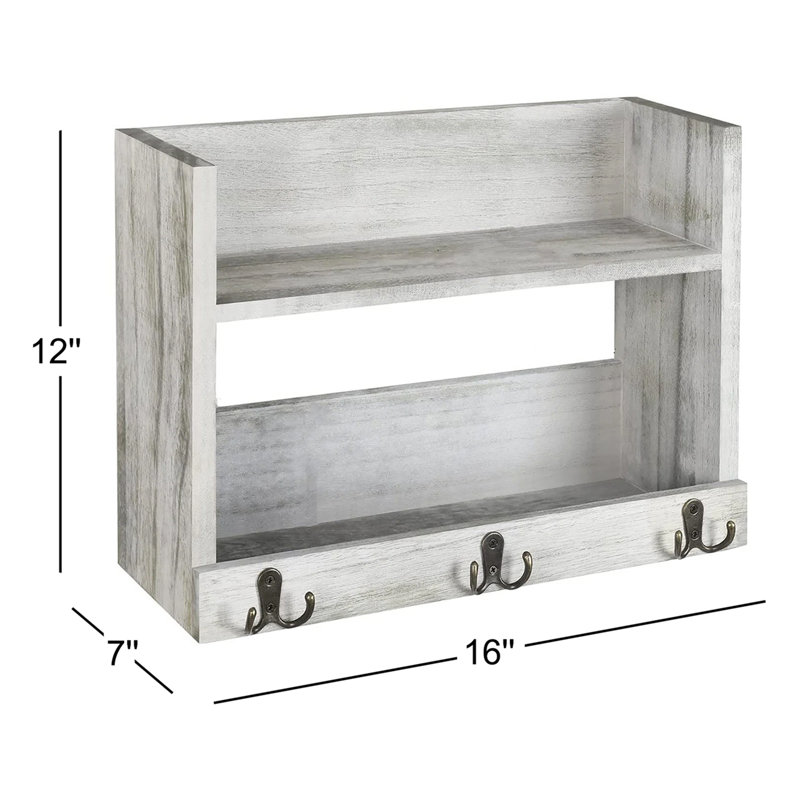 Kitrick Solid Wood Wall Organizer, Olive Green