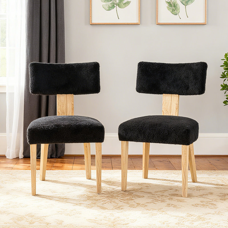 Solid Wood Upholstered Dining Chairs, Black