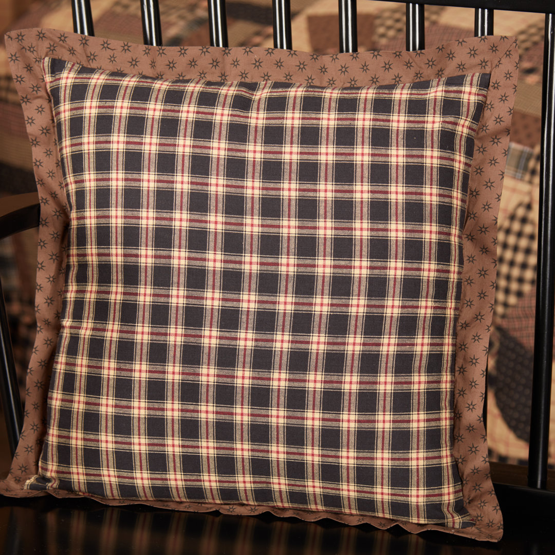 Bingham Star Buttons Cotton Reversible Throw Pillow VHC Brands