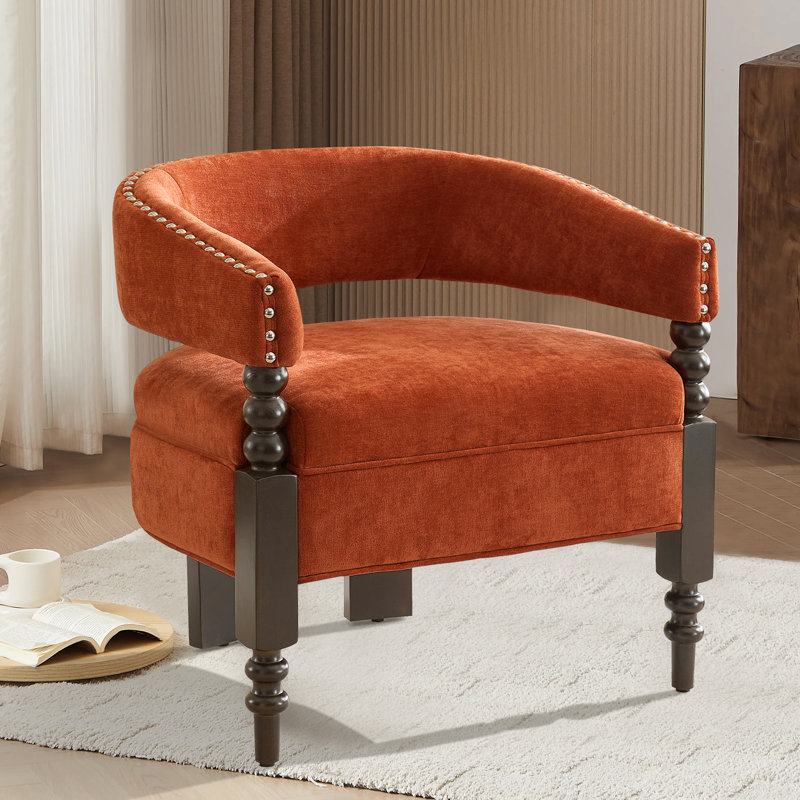 Barrel Upholstered Armchair, Orange