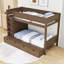 Lit superposé simple en bois avec garde-robe intégré, tiroirs et échelle-129697073