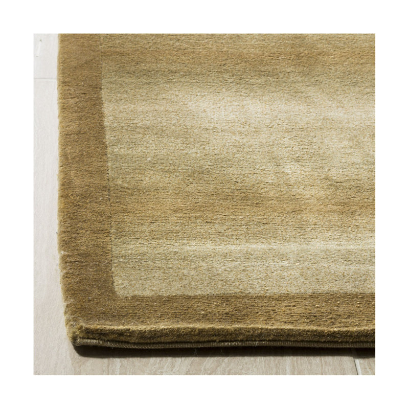 Hand-Knotted Geometric Wool and Silk 8' x 10' Rug