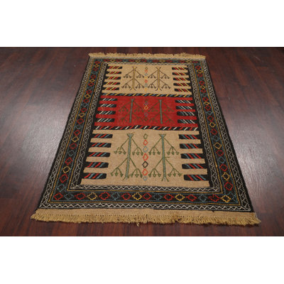 One-of-a-Kind 3'9" X 5'6" New Age Wool Area Rug in