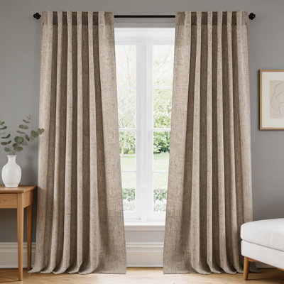 Long Linen Curtains For Living Room, Light Airy Breathable Window Decor Linen Burlap Set Of 2