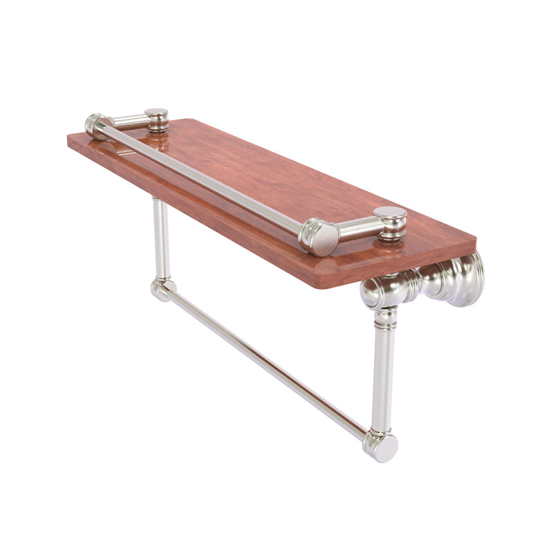 Tablette en bois massif Freyja, H 5,54 po x l 16 po x P 7,4 po, Nickel satiné