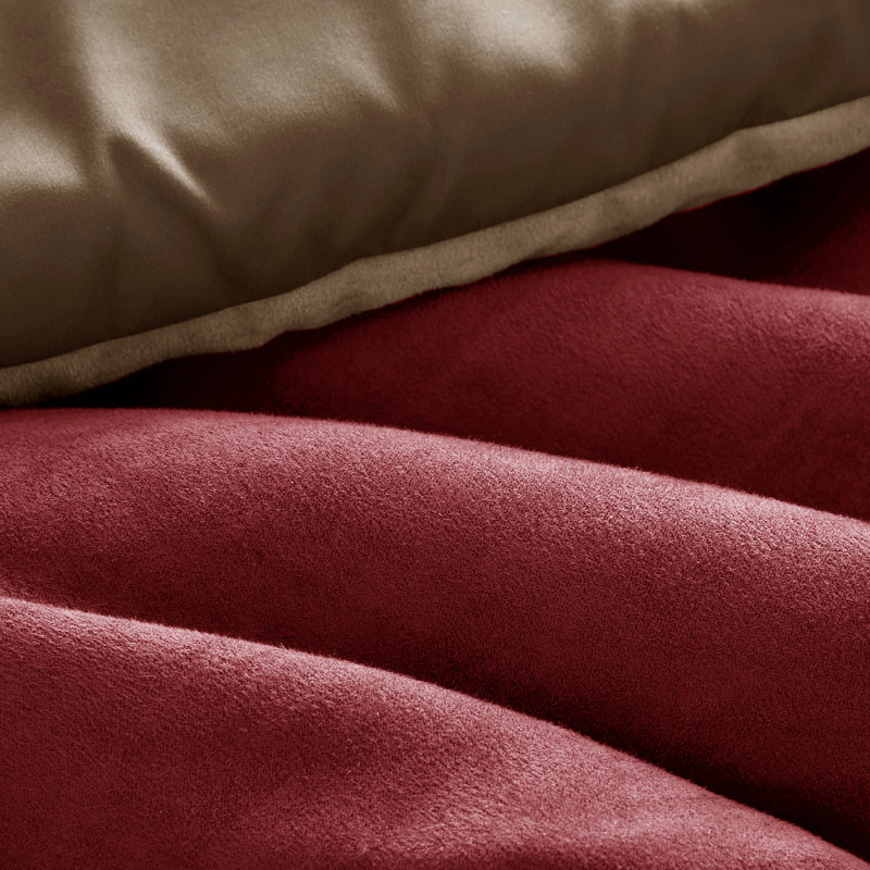 Boulder Stripe Brick Pieced Microsuede Cozy 2-Piece Twin/Twin XL Comforter Set, Brick